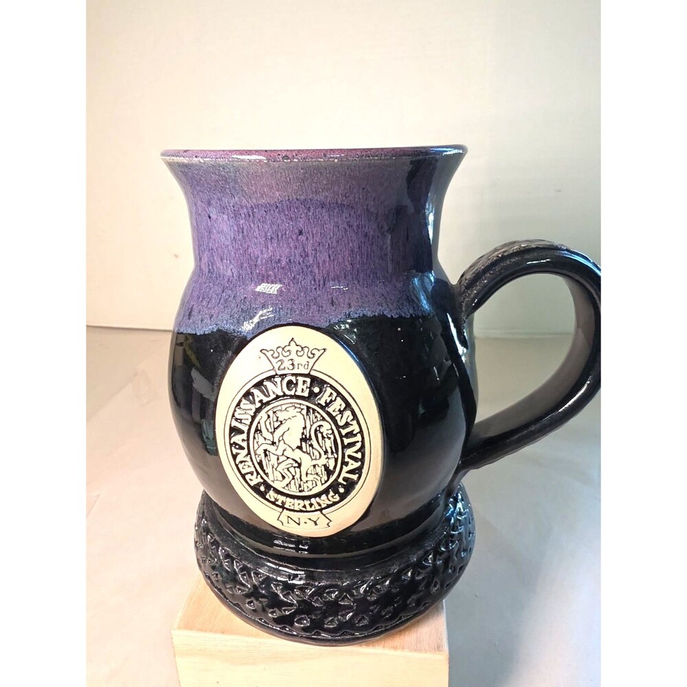 Vtg 1999 Renaissance Festival Sterling NY Handmade Stein Mug Stoneware 24oz